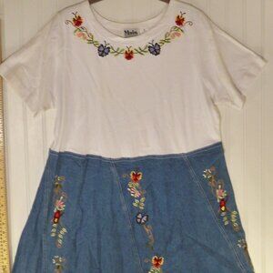 Main Street, Embroidered Flowers Jean *Dress, M
